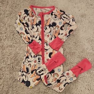EUC Little Sleepies Disney Minnie Mouse, Zippie Pajama - Pink